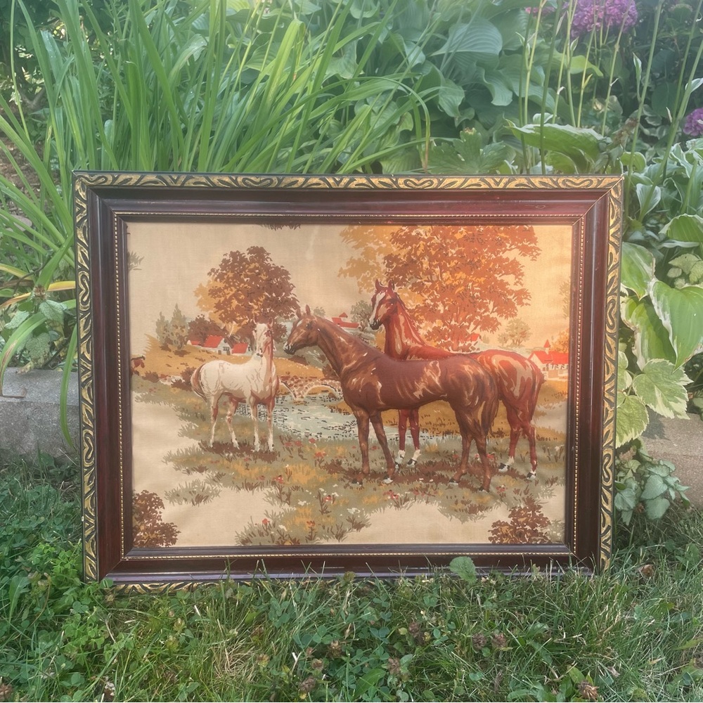 Vintage Fabric Horse Art – Trapunto 3D Wall Hanging Rustic Equestrian Decor - Picture 3 of 11